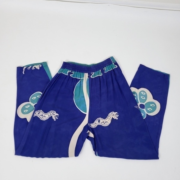 2 pc. Lounge set rayon turquoise pant set colour block straight leg - Picture 9 of 15